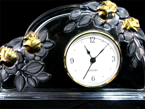 WALTHER Made in GERMANY Shelf Mantel GLASS TIME CLOCK  